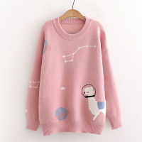 2021AZYT 2021 Autumn Winter Pullover Womens Sweater Japanese Cute Cartoon Print Knit Womens Jumpers Soft knitwear pull femme