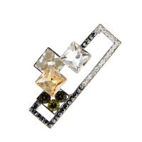 【CW】 CINDY XIANG Rhinestone Geomeric Brooches Pin Coat Jewelry