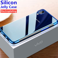 สำหรับ Vivo V11 V11 Pro 1804 1814 1813 Slim Soft ซิลิโคนป้องกันกรณีวุ้นคริสตัลเหลวป้องกันสีเหลือง Electroplating กลับปกคลุมผิว