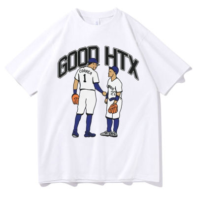 Baseball Graphic Print T Shirt Good Htx Letter Logo Tshirt Pure Cotton Tshirt Man Gildan Spot 100% Cotton