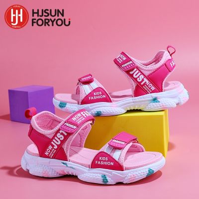 2023 Summer Brand Non-slip Beach Shoes Children Sandals Girls Casual Shoes Kids Flowers Princess Flat Shoes Size 29-38