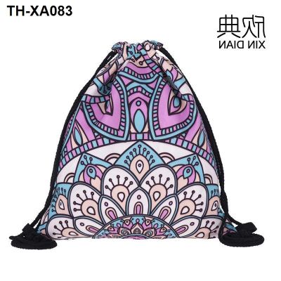 Beam pocket datura hot style in Europe and America printed draw string bag Wish amazon cross-border receive a backpack