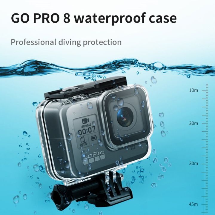 ตัวเรือนดำน้ำเคสกันน้ำใต้น้ำ60ม-สำหรับ-go-pro-pro8-gopro-hero-8-gopro8สีดำฝาครอบป้องกันอุปกรณ์เสริม