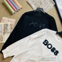 BOSS 23เสื้อสเวตเตอร์แบบสวมหัวของผู้ชาย,แขนยาวคอกลมลำลองทรงหลวมใหม่ฤดูใบไม้ร่วง/ฤดูหนาว