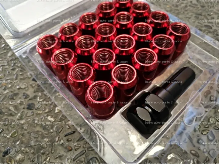 20pcs/set RED Steel Lug Nuts 12mm x 1.50 Allen Key Wheel Nut Lazada PH