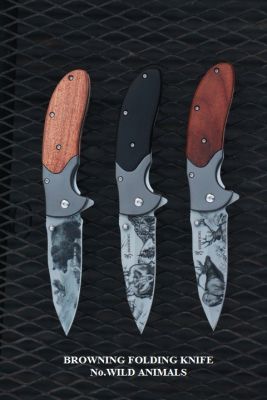 มีดพับBROWNING ชุดลายสัตว์ป่า 3 แบบ กวาง หมี หมาป่า BROWNING WILD ANIMALS  KNIFE.