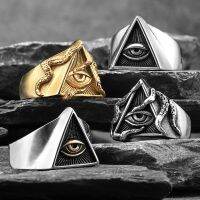 [Zhongxi ornaments ] Freemason Illuminati สามเหลี่ยมแหวนสแตนเลสสตีลชายพังก์สำหรับแฟนหนุ่มของนักขี่จักรยานเครื่องประดับความคิดสร้างสรรค์ขายส่ง