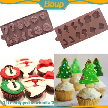 Creative Christmas Cake Mold Fondant DIY Snowflake Snowman Sock Cake  Silicone Mold Sugar Craft Baking Tools Kitchen Decorations