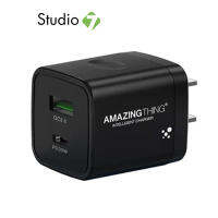 อเดปเตอร์ชาร์จไว AMAZINGthing Wall USB Charger 1 USB-A (QC3.0A) / 1 USB-C (PD20W) Fast Charge Black (New) by Studio7