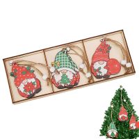 【CW】 Christmas Gnome Wooden Hanging Ornaments 3pcs Christmas Hanging Wood Faceless Doll Ornament Holiday Supply Pendant Decor For