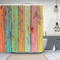 【CW】♂☃℗  Colorful Rustic Artwork Painted on Board Shower Curtains Polyester Fabric Barn Door Curtain