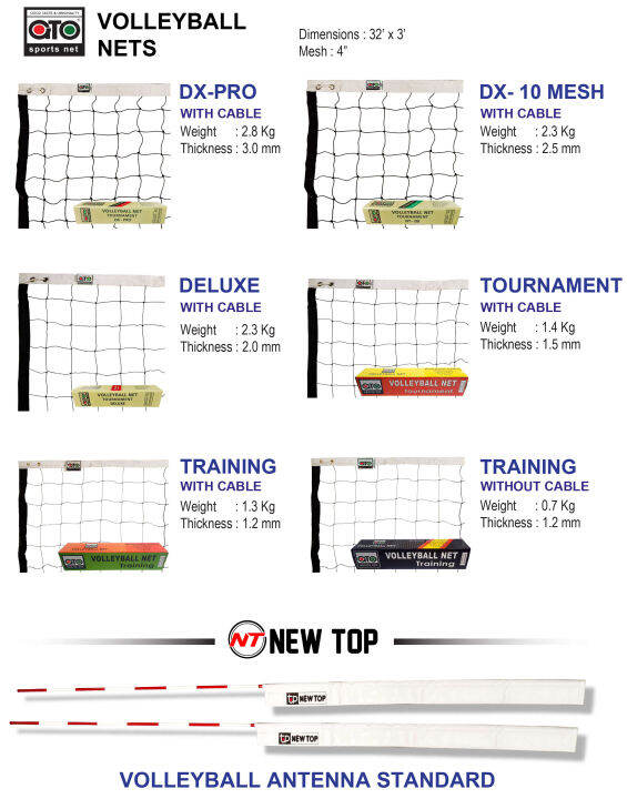 VOLLEYBALL NETS Dimensions 32’ x 3’ Mesh 4” VOLLEYBALL ANTENNA