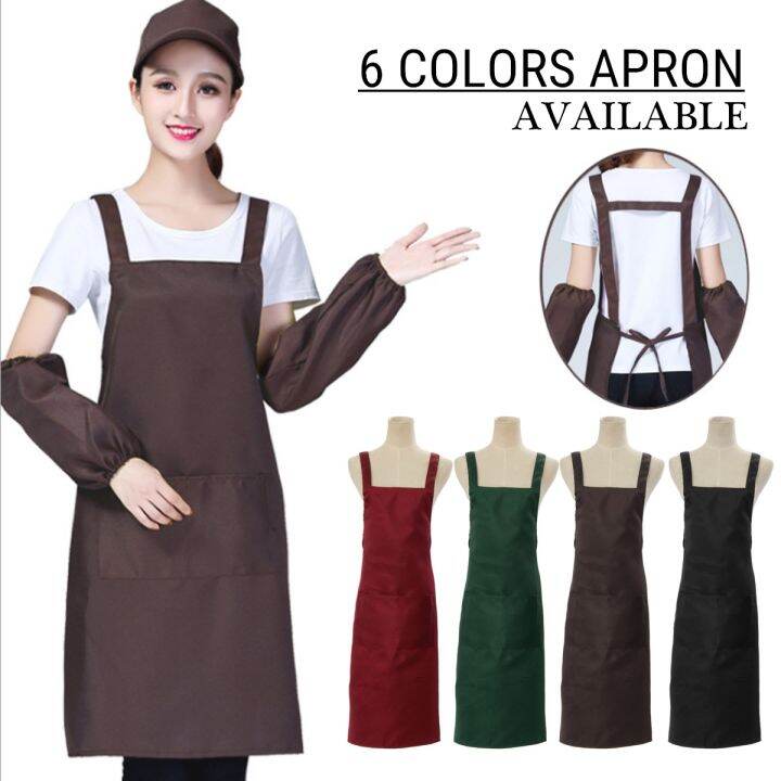 กระเป๋าผ้ากันเปื้อนกันน้ำ6สีทำครัวทำอาหารอบอาหารเชฟร้านอาหารสำหรับผู้หญิง