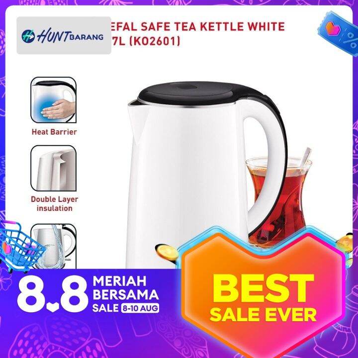 Tefal Safe Tea Kettle White 1.7L (KO2601) Lazada