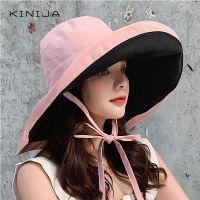 summer women Double side fashion wide Large brim Sun Hat outdoor beach fisherman cap UV proof sun protection hat bucket hat