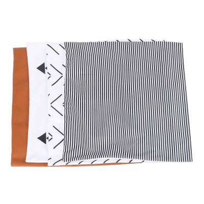 Decorative Throw Pillow Covers Only For Couch, Sofa, Or Bed Set Of 4 18X18 Inch Modern Design Short Plush Stripes Geometric Faux Leather Amaro Set (18 inch X 18 inch)