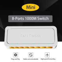 สวิตช์เกม1000M สวิตช์ RJ45อีเธอร์เน็ตสวิตช์อัจฉริยะ8พอร์ตสวิตช์เครือข่าย Gigabit Fast Ethernet อะแดปเตอร์โหลดเกมอัตโนมัติเต็มรูปแบบ