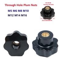 1pc Plum Bakelite Hand Tighten Nuts M5 M6 M8 M10 M12 M14 M16 Through Hole Handle Black Thumb Nut Clamping Knob Manual Nut Nails  Screws Fasteners