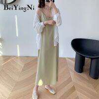 【Ladies shop】 Beiyingni สายสปาเก็ตตี้สีดำเปลือย BasicCasual เซ็กซี่ KoreanMaxi PartyVestidos