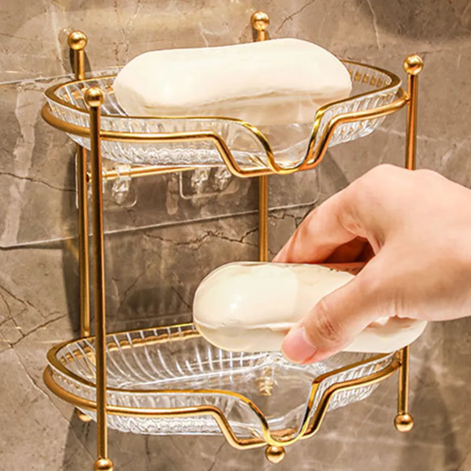 Bathroom Soap Dish Light Luxury Soap Holder Toilet Soap Tray Kitchen Box  Container Style Savon Rack Household Accessories