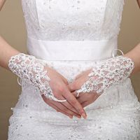 ☾◇ Women Bridal Wedding Gloves sequins Fingerless Lace Driving Party Gloves