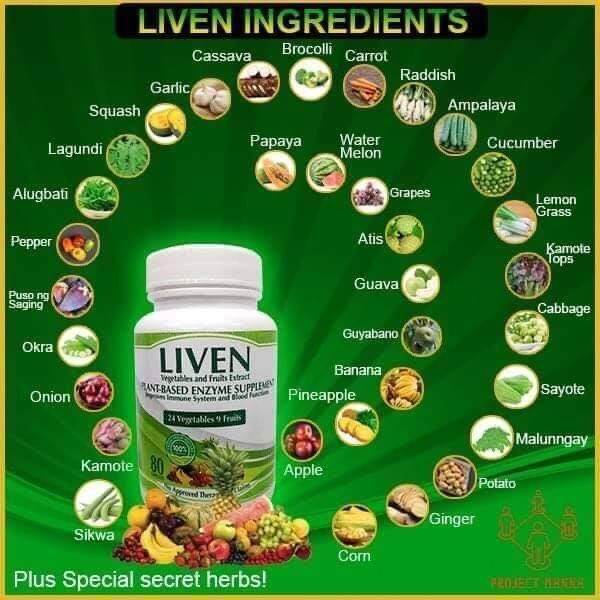 LIVEN Vegetables and Fruits Extract (80 capsules) 100 Natural Pure