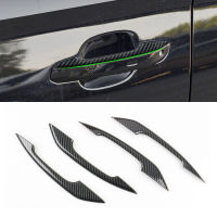 4Pcs ABS คาร์บอนไฟเบอร์รถภายนอกประตู Handle ดึงสติกเกอร์ป้องกันสำหรับ Audi A4 B9 A5 F5 Q5 FY 2018 2019