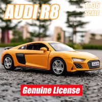 【RUM】1:36 Scale Audi R8 Alloy Car Model Light &amp; Sound effect diecast car Toys for Boys baby toys birthday gift car toys kids toys car model car to