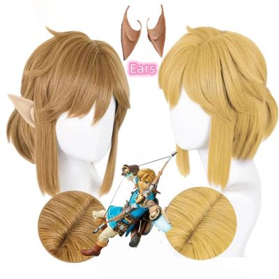 AEOZAD Link Peruca คอสเพลย์สำหรับ Halloween Twilight Princess rabo de cavalo dourado cabelo resistente ao calor