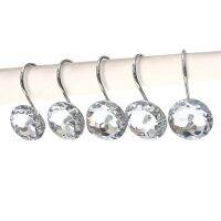 【LZ】 Decorative Crystal Shower Curtain Hooks Bling Rhinestones Rust Proof Polished Chrome for Bathroom Shower Rod 12 PCS