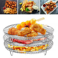 Air Fryer Rack 3 Pcs สำหรับ Ninja, Stackable รอบ Air Fryer อุปกรณ์เสริมคลิป,สแตนเลส304 Multi-Layer Dehydrator ชั้นวางเข้ากันได้กับ4.8L-6.6L Tower Air Fryer อุปกรณ์เสริม