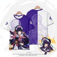 T SHIRT -  Genshin Impact หาบเร่ Yunjin Impression เสื้อยืดแขนสั้น Yunhanse Master ปัจจุบัน Hong Canjuan 2D Cos Bottoming Shirt