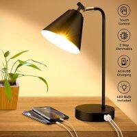 3 Colors Modes Swing Arm Lights Touch Control Iron Metal Industrial LED Desk Lamp Eye-Care Dimmable Reading Light with USB Port 110V