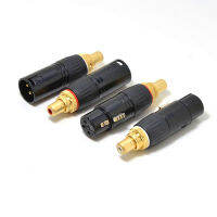 2XGold ชุบ XLR หญิงอาร์ซีเอหญิงซ็อกเก็ตอะแดปเตอร์ทองสมดุลเสียบชาย