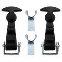 2Packs 4.7 Inch T-Handle Draw Latches with Brackets, Rubber Flexible Hood Catch T-Handle Hasp, for Hood, Vehicle Engine