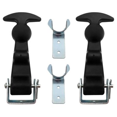 2Packs 4.7 Inch T-Handle Draw Latches with Brackets, Rubber Flexible Hood Catch T-Handle Hasp, for Hood, Vehicle Engine