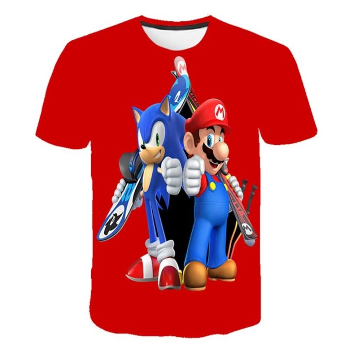 เสื้อยืดแขนสั้นพิมพ์ลายการ์ตูน-robloxing-sonic-3-มิติฤดูร้อนสําหรับเด็ก