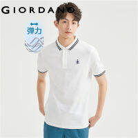 GIORDANO Men Polo Shirts Anchor Embroidery Fashion Polo Shirts Short Sleeve Stretch Summer Comfort Casual Polo Shirts 13013301