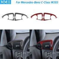 สำหรับ Mercedes-Benz C-Class W203 2005-07คาร์บอนไฟเบอร์ทั้งสองด้านเต้าเสียบเครื่องปรับอากาศแผ่นครอบสติกเกอร์ตกแต่งภายในรถ