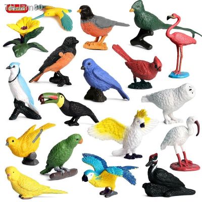 🎁 ของขวัญ จำลองนกสัตว์รุ่น solid bird mini flamingo parrot toucan เดสก์ท็อปของเล่นตกแต่ง