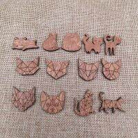 ☌☫ↂ Unfinished Blank Wood Geometric Animal Cute Cat Head Parts Accessory For Brooches Enamel Pin Necklace Jewelry Diy Making