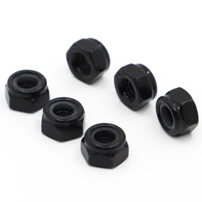 (JIE YUAN) M2 M2.5 M3 M3.5 M4 M5 M6 M8 M10 M12 M16สีดำเหล็กคาร์บอนไนลอนแทรก Self Locking Hex Nuts ล็อค Slip Lock Nut