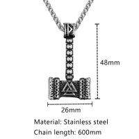 สร้อยคอค้อนไวกิ้งทอร์สแบบสองด้านของตำนานนอร์สโอดิน Mjolnir Vegvisir จี้สแตนเลสชายของขวัญเครื่องประดับ