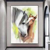 โปสเตอร์ศิลปะรูปสัตว์บนผ้าใบม้าสองผืนภาพวาดสีน้ำมันผ้าใบโปสเตอร์ม้าและภาพศิลปะพิมพ์บนผนัง0717