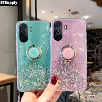 เคสโทรศัพท์ Huawei Nova Y71 Y70 ฝาครอบ มันวาวเคสมีแหวนกากเพชรนิ่มโปร่งใสขาตั้งขาตั้งสำหรับ Huawei Nova Y71 Y70 เคส รูปดาวพระจันทร์หญิง