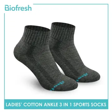 Biofresh RLCKG33 Ladies' Antimicrobial Odor Free Cotton Low Cut Lite Casual  Socks 3 pairs in a pack