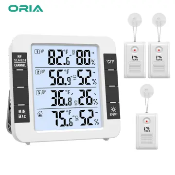 ORIA Wireless Thermometer LCD Display Indoor Outdoor Sensor Temperature  Sensor Indoor Digital Hygrometer Thermometer With Clock