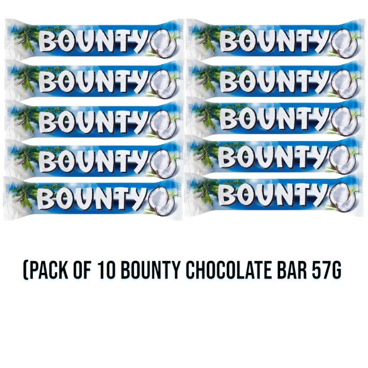 (Pack Of 10) Bounty Chocolate Bar 57g [10pcs*57g] [Expiration date is