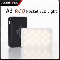 AMBITFUL A3 RGB Mini LED Light 2800K-6800K Dimmable Full Color พร้อม APP สำหรับโทรศัพท์ DSLR กล้อง Vlogging Live กลางแจ้ง Mini Led เติมแสงกระเป๋า