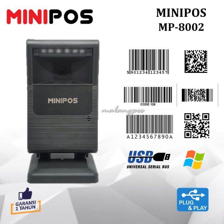 Barcode Scanner 1D 2D MINIPOS MP8002 OMNI Auto Scan QRCode USB MP8002